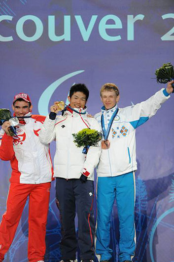 バンクーバーパラリンピック アルペンスキー男子滑降座位 表彰式